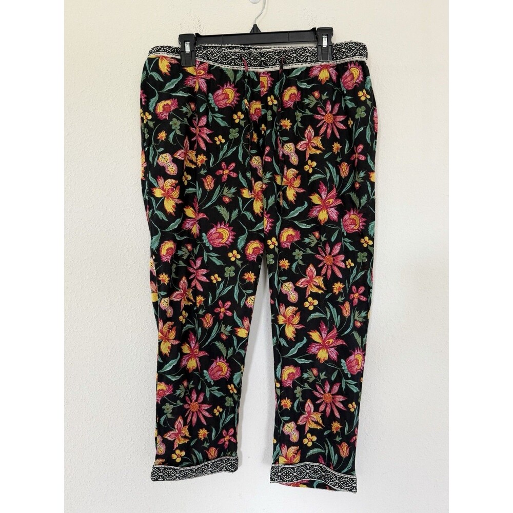 Sundance Leia Pull On Crop Pants Size M Floral Boho Cottagecore Peasant Hippie